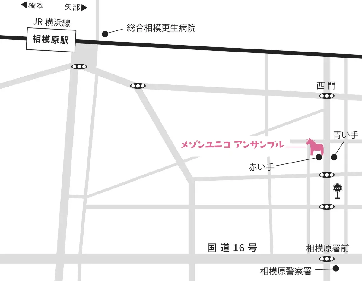 メゾンユニコ アンサンブル周辺のアクセスマップ
